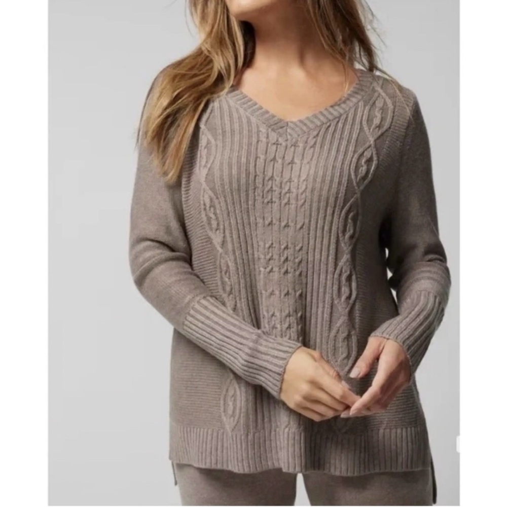 Soma Oversized Cable Knit Sweater Large Brown Soft Cozy Boho Cottage Lagenlook